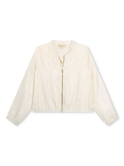 logo-jacquard satin bomber jacket