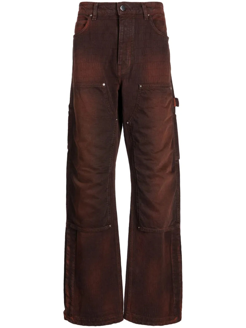 mid-rise cotton jacquard trousers