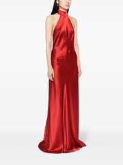 halterneck silk gown