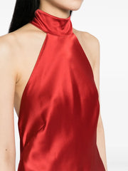 halterneck silk gown
