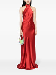 halterneck silk gown