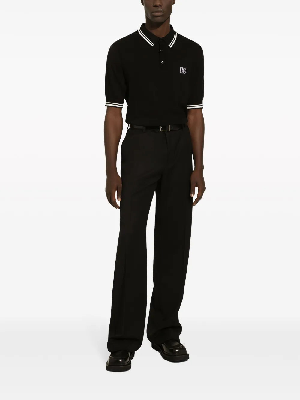 logo-embroidered stripe-detail polo shirt