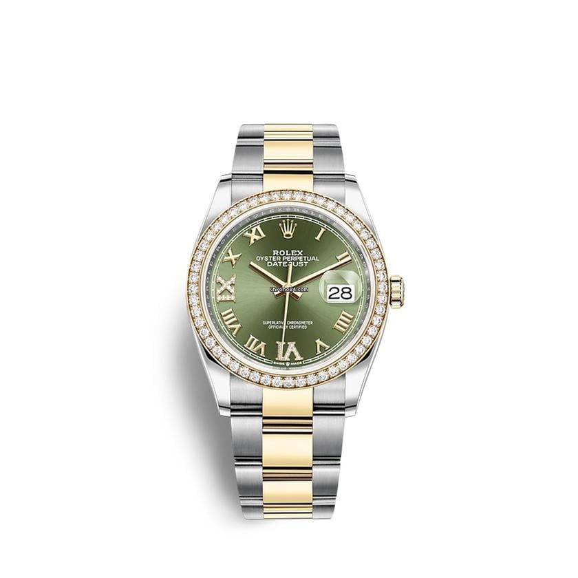 Rolex Datejust 36 126283 RBR Green Roman VIIX Dial Diamond Bezel Oyster