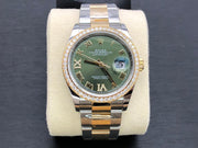 Rolex Datejust 36 126283 RBR Green Roman VIIX Dial Diamond Bezel Oyster