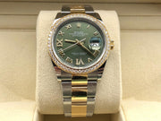 Rolex Datejust 36 126283 RBR Green Roman VIIX Dial Diamond Bezel Oyster