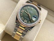 Rolex Datejust 36 126283 RBR Green Roman VIIX Dial Diamond Bezel Oyster