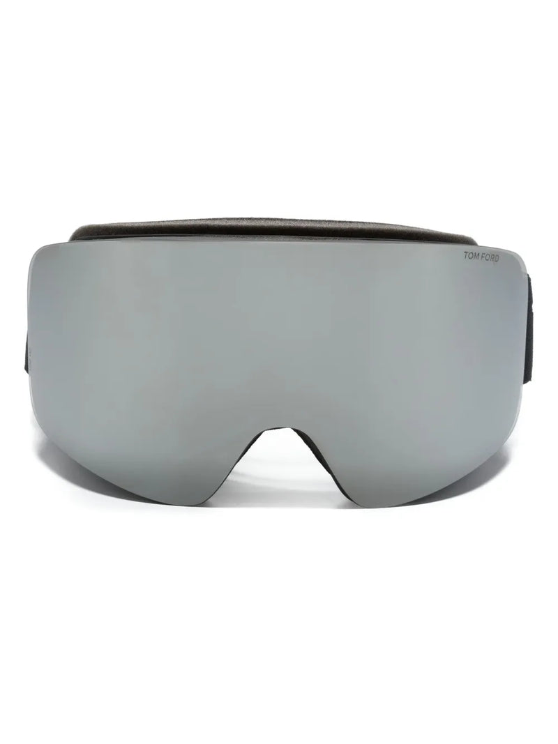 logo-band mirrored-lenses ski goggles