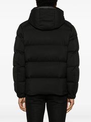 logo-patch quilted hooded jacket
