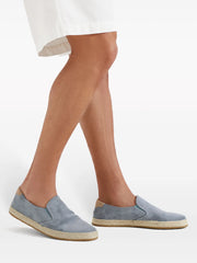 almond-toe suede loafers