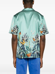 Botanical camp-collar satin shirt