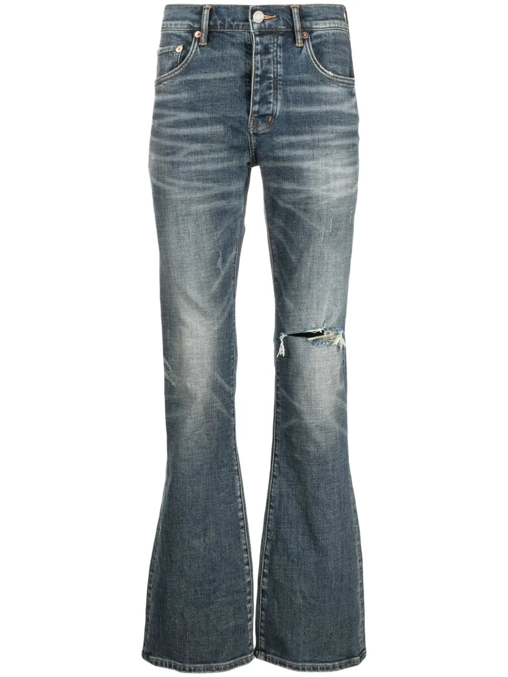 P004 low-rise flared jeans