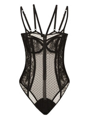 floral-lace semi-sheer bodysuit