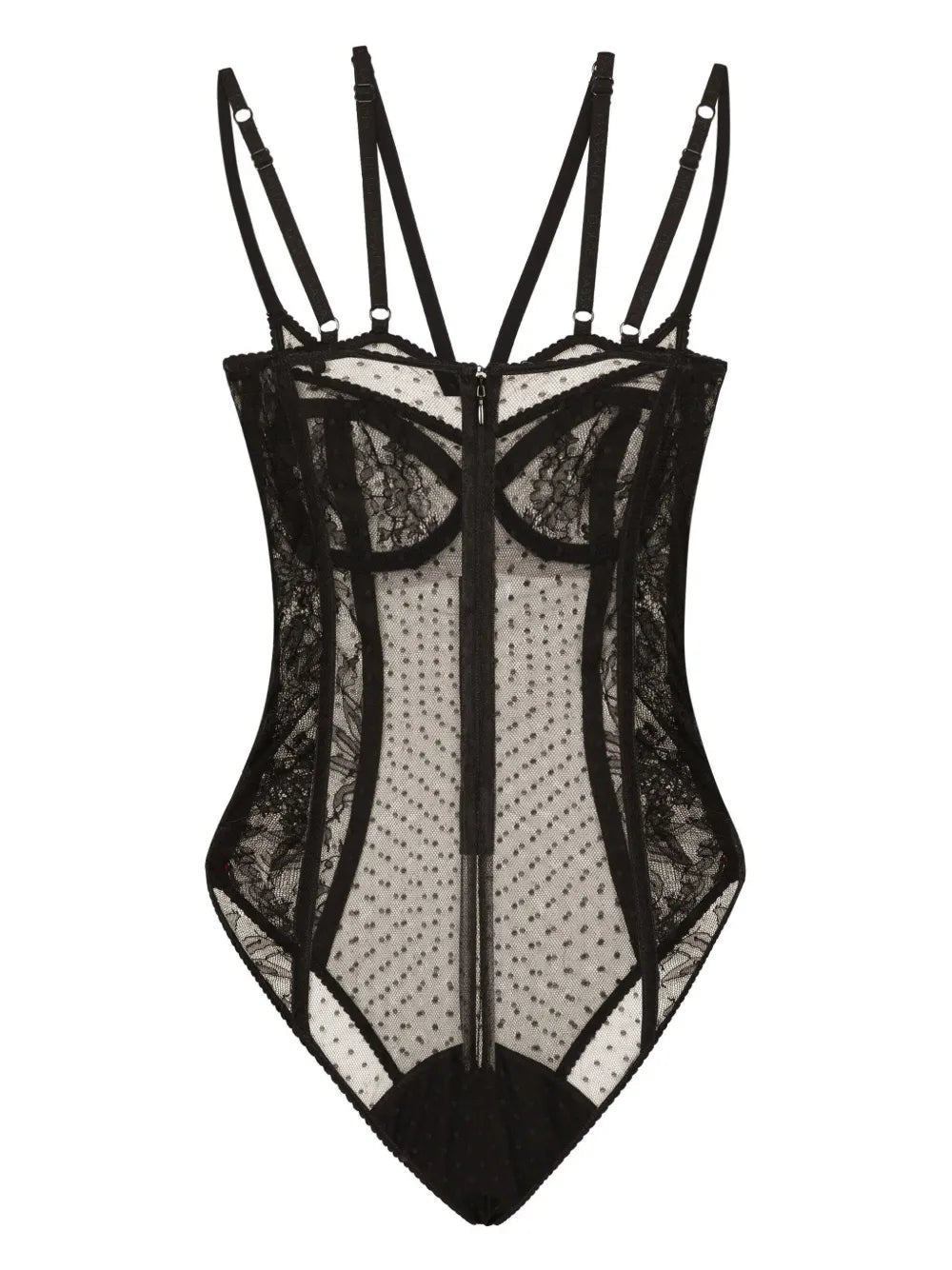 floral-lace semi-sheer bodysuit