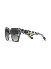 lace-print square-frame sunglasses