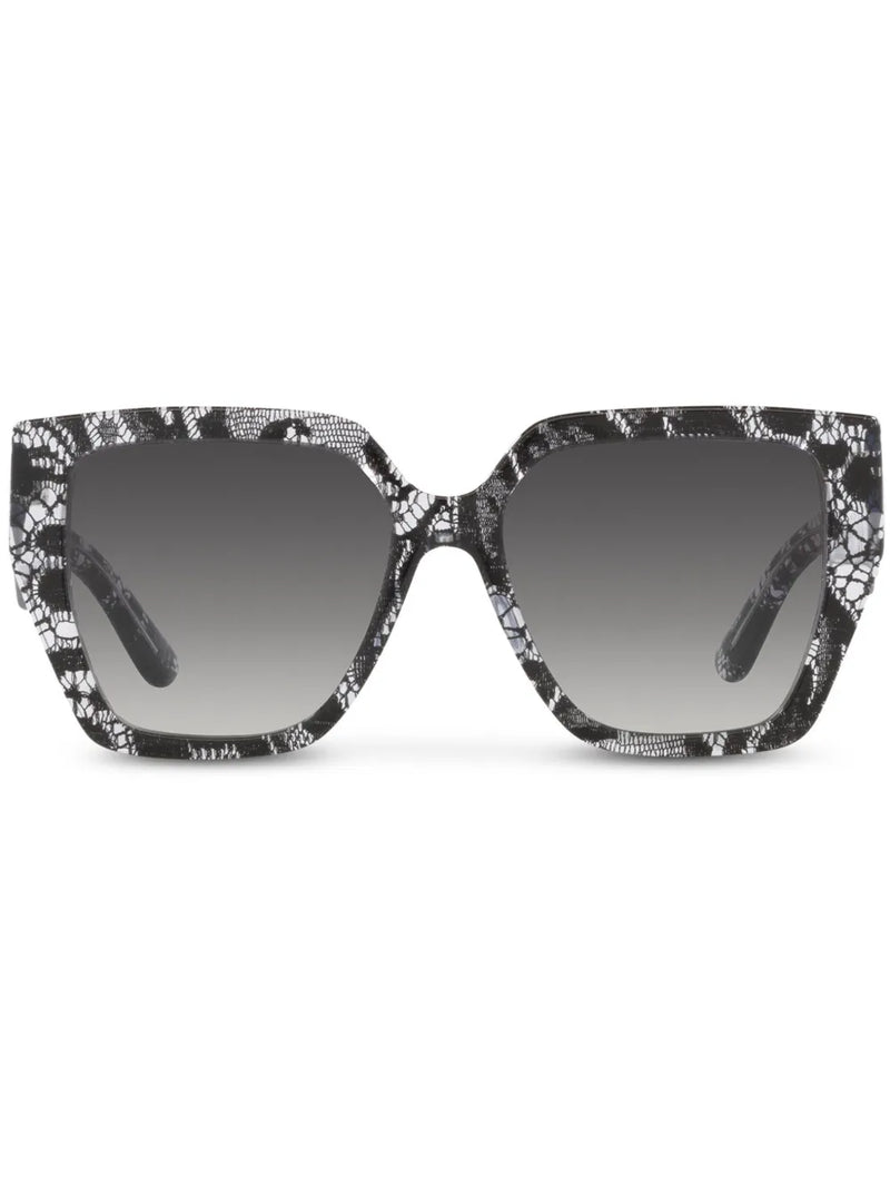 lace-print square-frame sunglasses