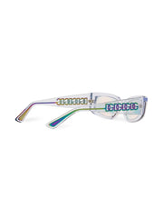 transparent rectangle-frame sunglasses
