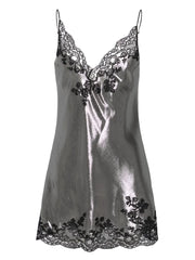 lace-trim lurex slip dress