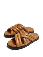 Visetos-print crossover leather slides