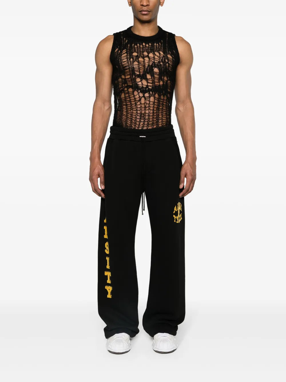 flocked-logo cotton track pants