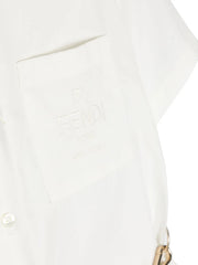 pleat-detail cotton shirtdress