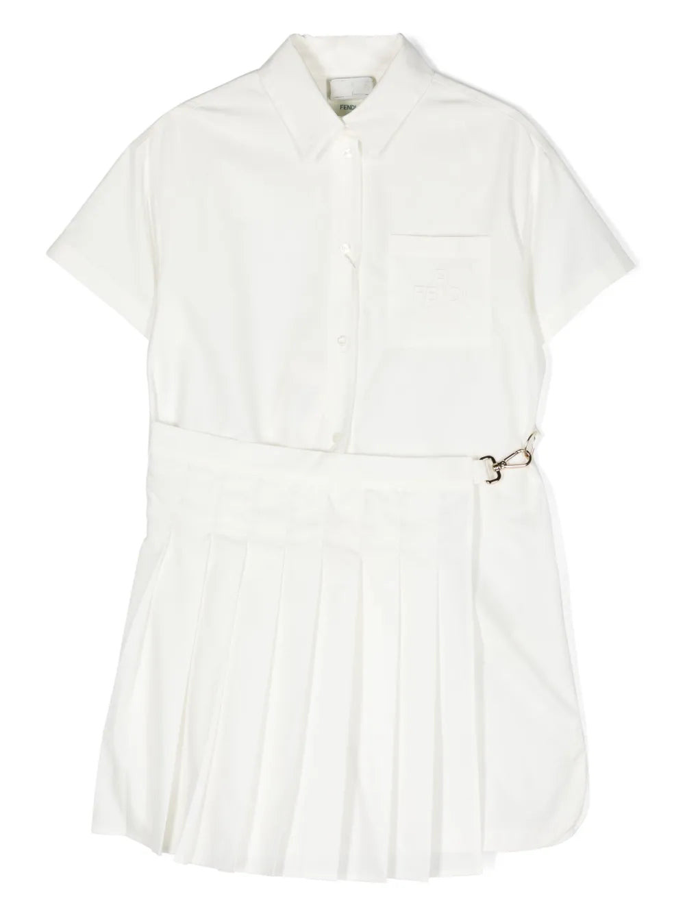 pleat-detail cotton shirtdress