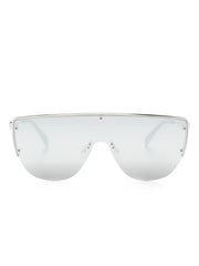 skull-stud shield-frame sunglasses