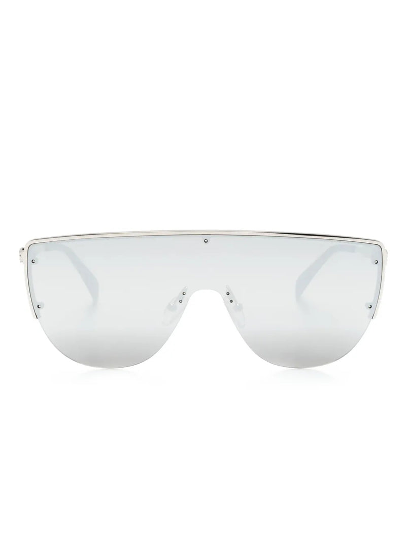 skull-stud shield-frame sunglasses