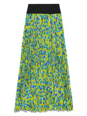 floral-print pleated midi skirt