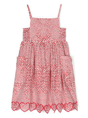 heart-print cotton midi dress