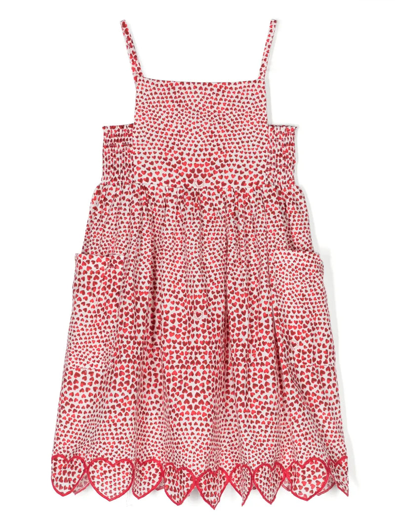 heart-print cotton midi dress