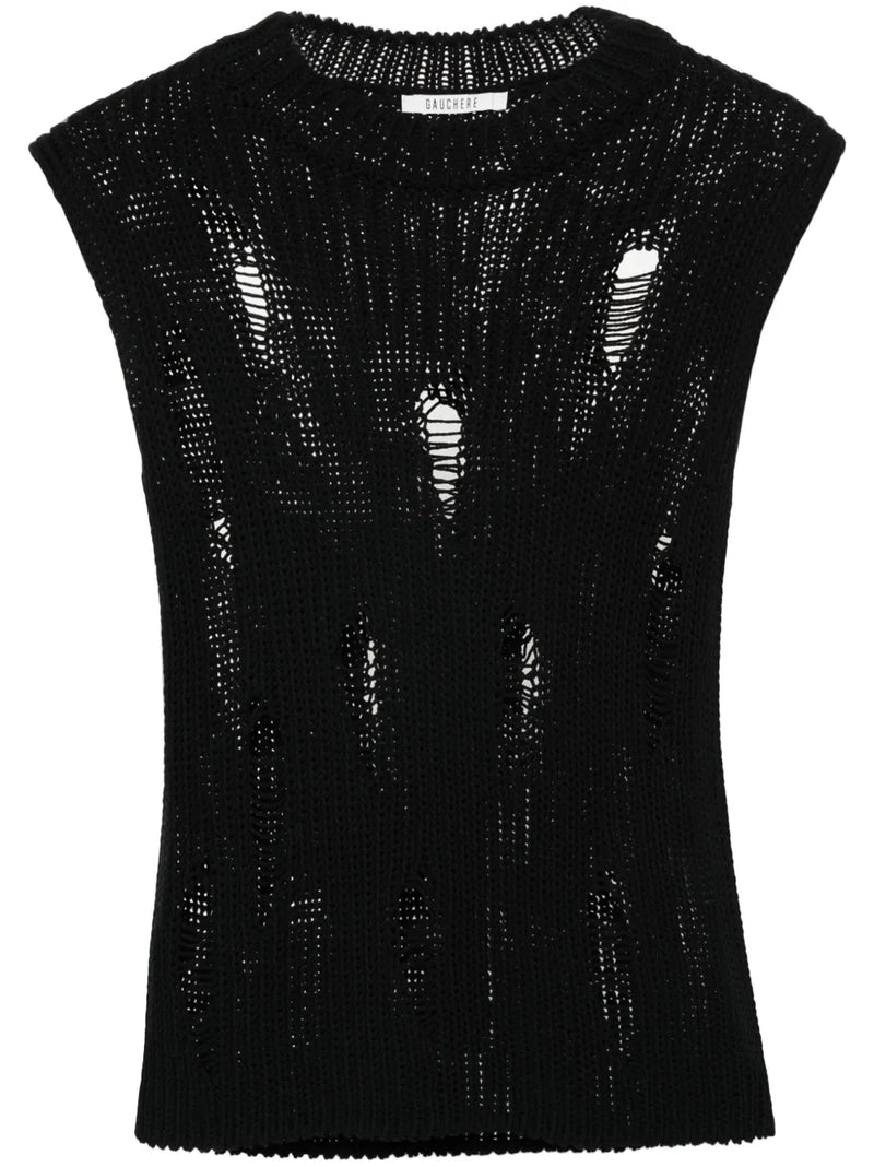 distressed cotton vest