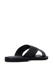 logo-strap leather sandals