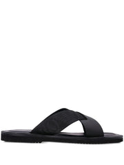 logo-strap leather sandals
