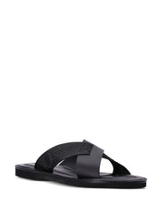 logo-strap leather sandals