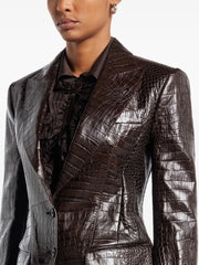 snakeskin-effect leather blazer