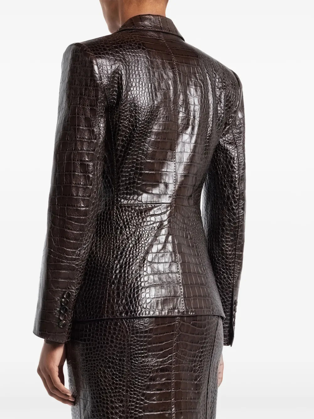 snakeskin-effect leather blazer
