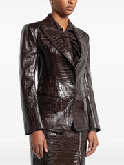 snakeskin-effect leather blazer