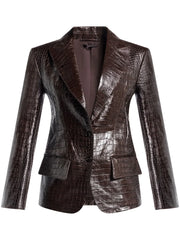 snakeskin-effect leather blazer