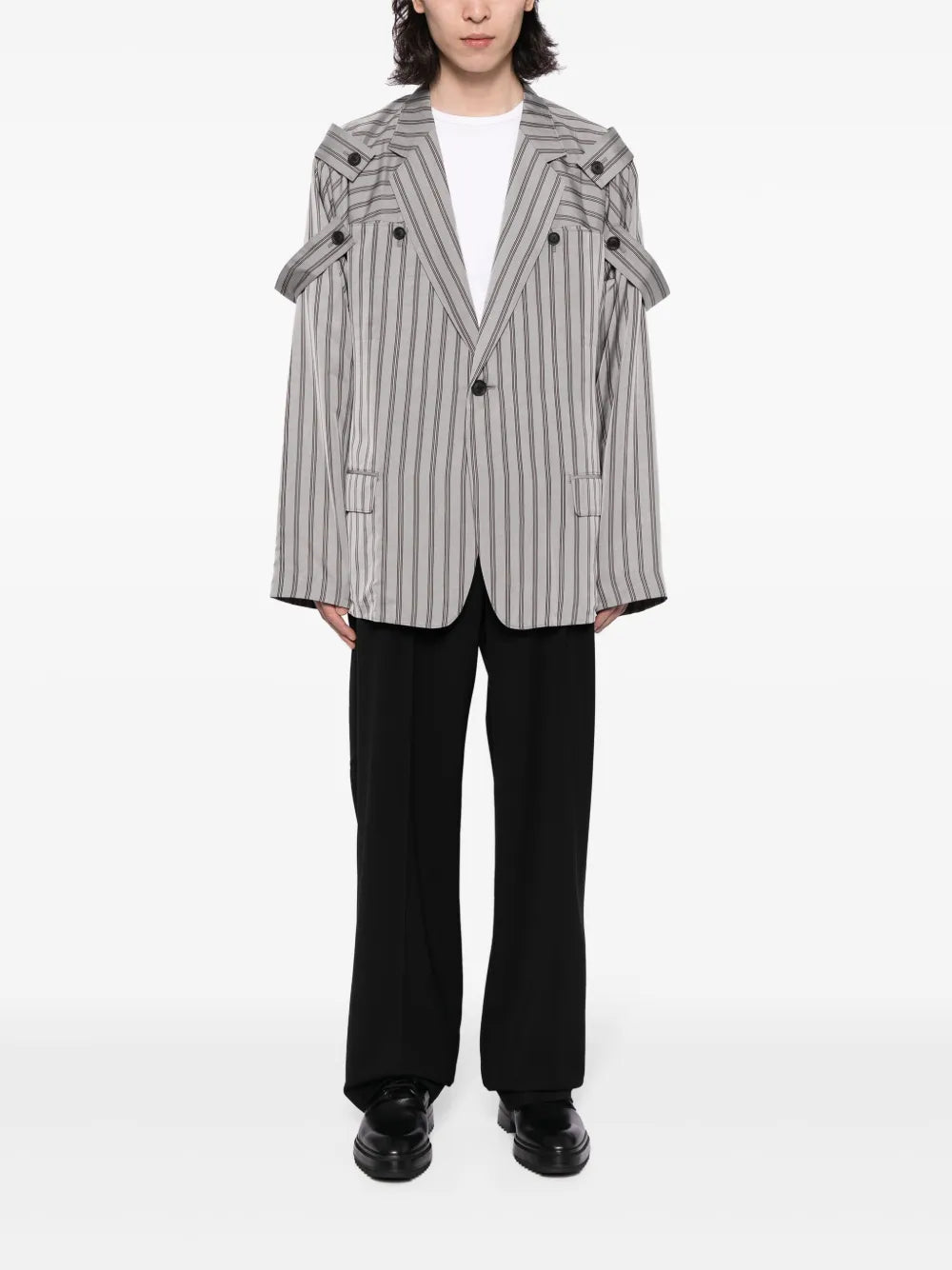 epaulette-detail pinstripe blazer