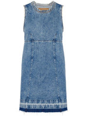 appliquéd denim minidress