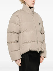 logo-embroidered puffer jacket