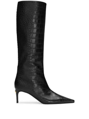 crocodile-embossed leather boots