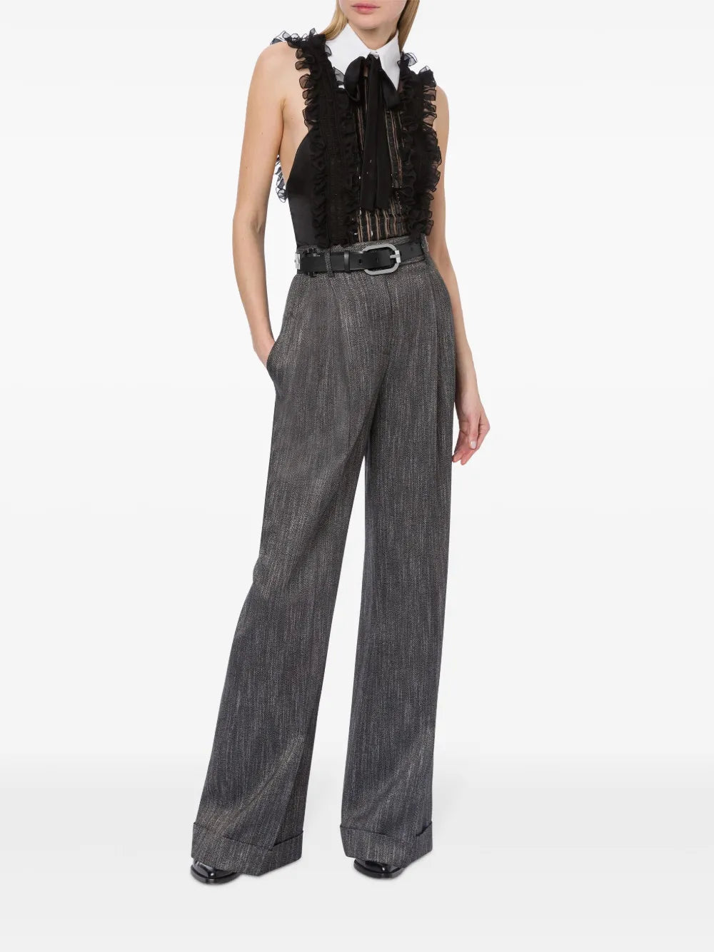 wide-leg tailored trousers