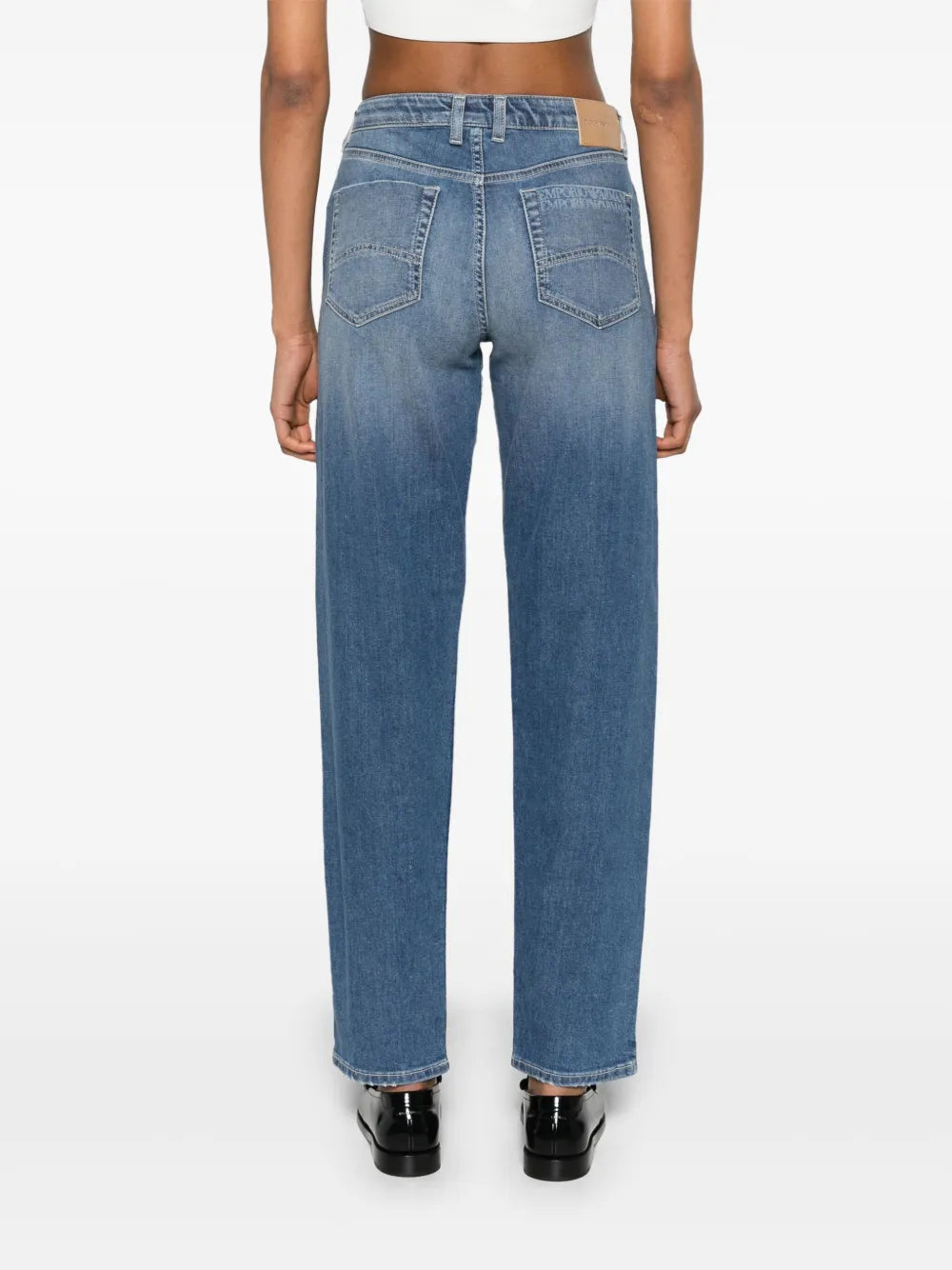 mid-rise slim-cut jeans