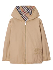 reversible check-pattern cotton jacket
