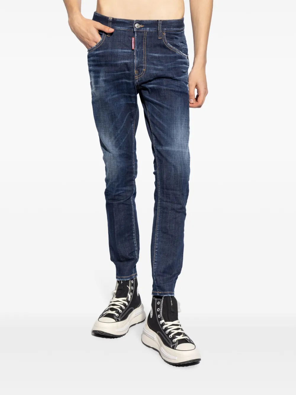 logo-patch cotton jeans