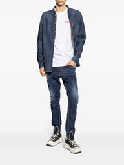 logo-patch cotton jeans