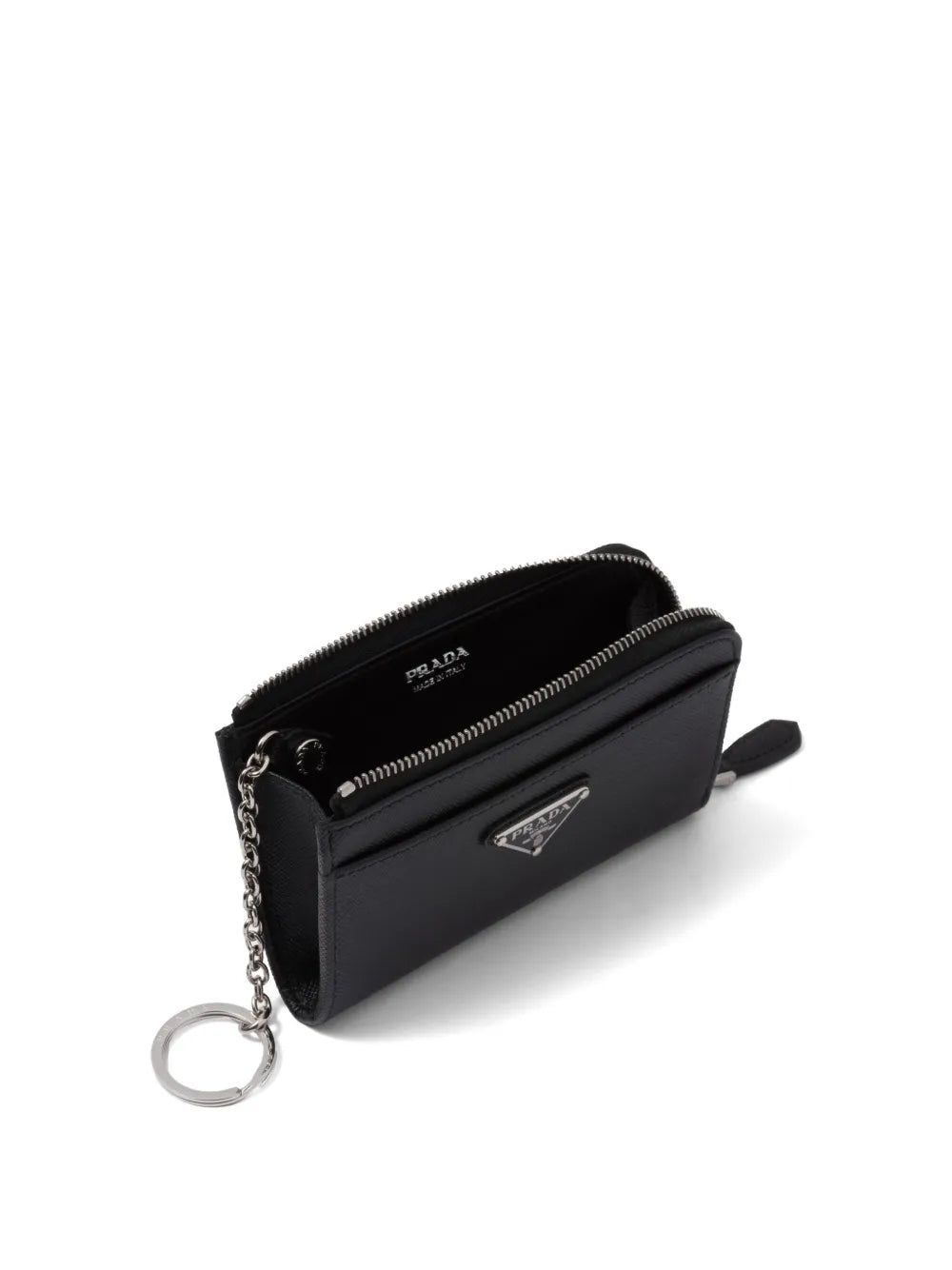 triangle-logo leather keychain