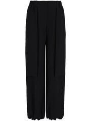 elasticated-waistband straight-leg trousers