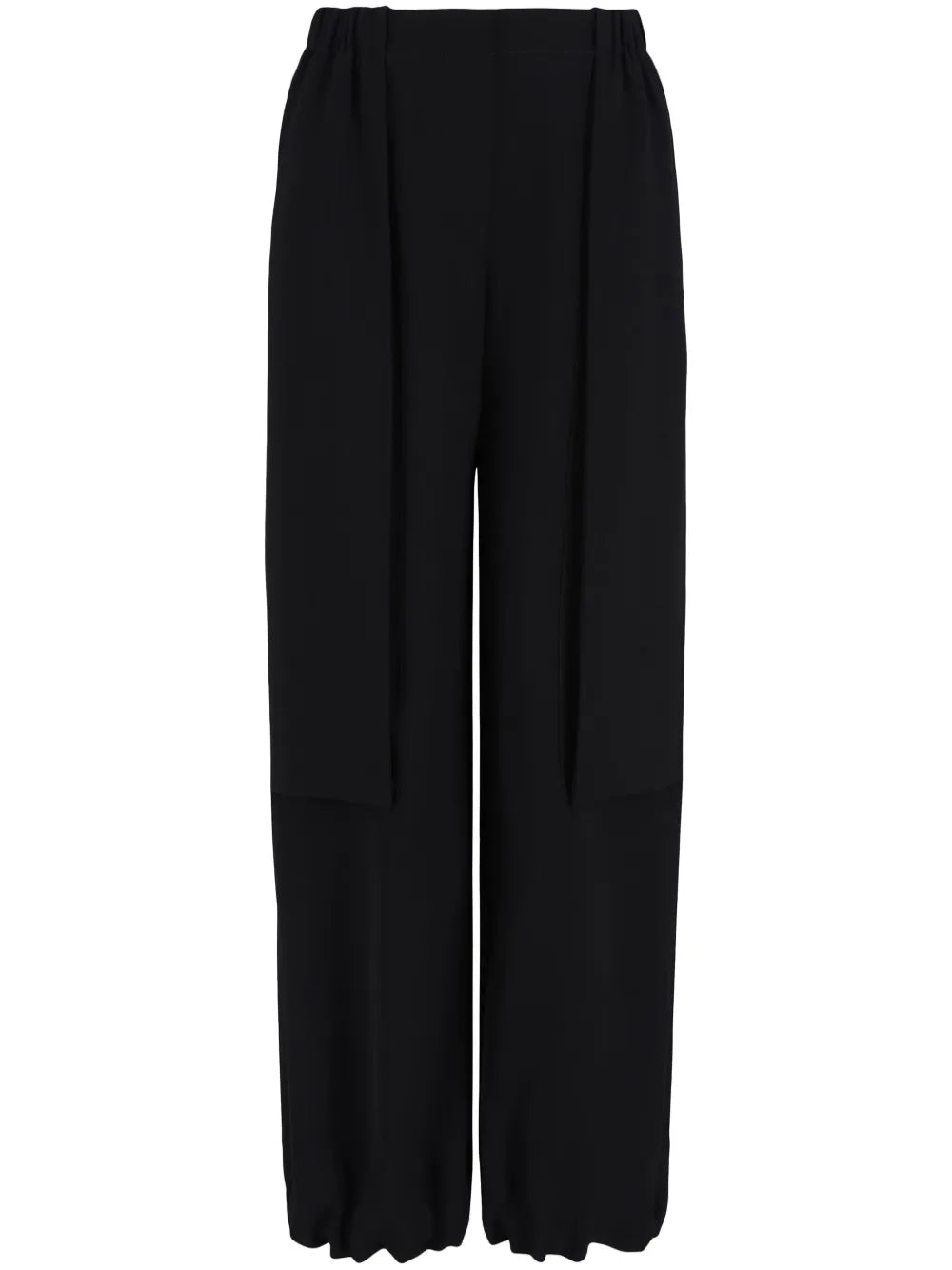 elasticated-waistband straight-leg trousers